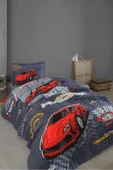 Clasy Ranforce %100 Pamuk Tek Kişilik Yatak Örtüsü Seti Racing Team V1 Mavi - 2