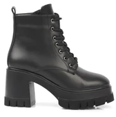 Feles Yüksek Kalın Taban 9 cm Bağcıklı Kadın Bot thumbnail 9