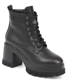 Feles Yüksek Kalın Taban 9 cm Bağcıklı Kadın Bot thumbnail 8