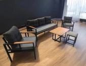Pimango Pi Elize Bahçe Ve Balkon Mobilyası Gri Antrasit 3+1+1 Sehpalı ve Gri Puflu - 2