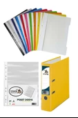 Sarı Büro Klasörü Telli Dosya ve Poşet Dosya Seti 1 Adet Büro Klasörü 10 Renk Telli Dosya 100 Adet Poşet Dosya - 1