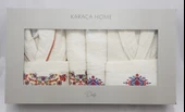 Karaca Home Chipas Offwhite Nakışlı Aile Banyo Seti - 1
