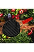 Lava Tel ve Silikon Saplı Izgara Tava -Kalp Şekilli- 22X23 cm Kırmızı - 6
