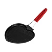 Lava Tel ve Silikon Saplı Izgara Tava -Kalp Şekilli- 22X23 cm Kırmızı - 2