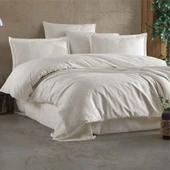 Clasy Çizgili Saten Çift Kişilik Nevresim Takımı Capital Ekru thumbnail 1