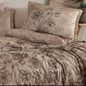 Clasy Saten Çift Kişilik Nevresim Takımı Le Pala Kahve thumbnail 3