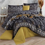 Clasy Çift Kişilik Nevresim Takımı Saten Leros Hardal thumbnail 2