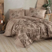 Clasy Saten Çift Kişilik Nevresim Takımı Le Pala Kahve thumbnail 1