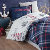 Clasy Tek Kişilik Genç  Nevresim Takım Maritime V1 Lacivet thumbnail 2