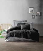 Cotton Box Tek Kişilik Plain Nevresim Takımı Siyah-Gri - 1