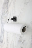 MultiStore Siyah Yapışkanlı Uzun Havluluk Halka Havluluk WC Açık Tuvalet Kağıtlığı Rulo Havluluk 4lü Set - 5