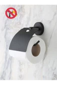 MultiStore Yapışkanlı Siyah Kapaklı Tuvalet Kağıtlığı Delmeye Son! - 1