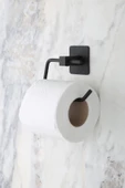 MultiStore Kare Yapışkanlı Siyah Açık Tuvalet Kağıtlığı Wc Kağıtlık Tutucu - 1
