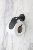 MultiStore Siyah Dar Kapaklı Tuvalet Kağıtlığı Wc Kağıtlık Tuvalet Kağıdı Askısı - 1