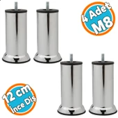 Mobilya Yükseltici Kanepe Baza Koltuk Destek Ayağı M8 Civata Krom Ayak 12 cm (4 ADET) thumbnail 1