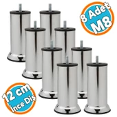 Mobilya Yükseltici Kanepe Baza Koltuk Destek Ayağı M8 Civata Krom Ayak 12 cm (8 ADET) thumbnail 1