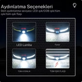 Solar Şarjlı Su Geçirmez Kafa Feneri - USB Şarjlı, 14500 Pil, Çift Işık Kaynağı or-921 - 3