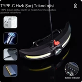 Solar Şarjlı Su Geçirmez Kafa Feneri - USB Şarjlı, 14500 Pil, Çift Işık Kaynağı or-921 - 2