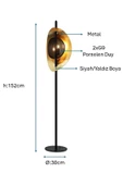 Siyah/Sarı yaldız Boyalı Lambader PLC-1202-L-BSY - 2
