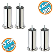 Mobilya Yükseltici Kanepe Baza Koltuk Destek Ayağı M8 Civata Krom Ayak 15 cm (4 ADET) thumbnail 1