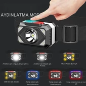 su geçirmez 7 farklı ışık moduna sahip 800 mah lityum pilli kafa  feneri - 1