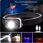 su geçirmez 7 farklı ışık moduna sahip 800 mah lityum pilli kafa  feneri - 7