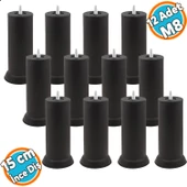 Mobilya Yükseltici Baza Metal Kanepe Koltuk Destek Ayağı M8 Civatalı İnce Diş Siyah Ayak 15 cm (12 ADET) thumbnail 1