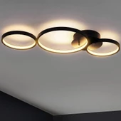 Troya / Plafonyer Avize / 70x25 cm / Antrasit Gövde / 3 Renk Yanar / 3 Renk Işık - 1