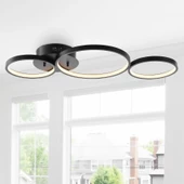 Troya / Plafonyer Avize / 70x25 cm / Antrasit Gövde / 3 Renk Yanar / 3 Renk Işık - 2