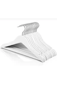 KULVARAVM Ahşap Elbise Askısı Beyaz Kıyafet Askısı 12 Adet - 1
