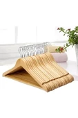 KULVARAVM 12 Adet Ahşap Cilalı Naturel Elbise Askısı Pürüzsüz - 2