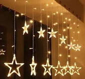 kulvaravm 5 Metre Dekoratif  Animasyonlu  Yıldızlı Saçak Ip Perde Led Fişli - 1