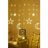 KULVARAVM Ay Yıldızlı Perde Led Işık Saçaklı Perde Led Parti Süsü Animasyonlu - 2