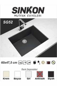 SİNKON Antrasit Granit Evye 60x47,5 - SG52 - Sinkon - 1