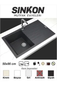 SİNKON Antrasit Granit Evye 50x86 - SG86 - Sinkon - 1