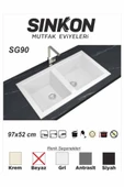SİNKON Beyaz Granit Evye 97x52 / Çift Gözlü - SG90 - Sinkon - 1