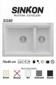 SİNKON Beyaz Granit Evye 70x46 / 1,5 Göz - SG80 - Sinkon - 1