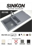 SİNKON Gri Granit Evye 50x100 / 1,5 Göz - SG100 - Sinkon - 1