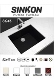 SİNKON Siyah Granit Evye 52x47 - SG45 - Sinkon - 1