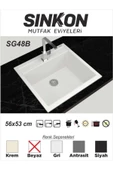 SİNKON Beyaz Granit Evye 56x53 - SG48B - Sinkon - 1