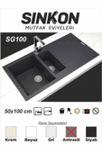 SİNKON Antrasit Granit Evye 50x100 / 1,5 Göz - SG100 - Sinkon - 1
