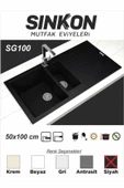 SİNKON Siyah Granit Evye 50x100 / 1,5 Göz - SG100 - Sinkon - 1