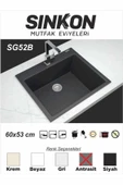 SİNKON Antrasit Granit Evye 60x53 - SG52B - Sinkon - 1