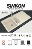 SİNKON Krem Granit Evye 50x100 / 1,5 Göz - SG100 - Sinkon - 1