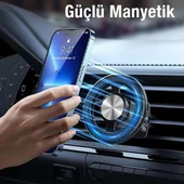 Polham Manyetik Mıknatıslı Araç İçi Telefon Tutucu,Havalandırma Klipsli,Titremez,Düşmez Telefon Tutucu - 3