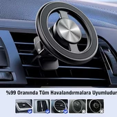 Polham Manyetik Mıknatıslı Araç İçi Telefon Tutucu,Havalandırma Klipsli,Titremez,Düşmez Telefon Tutucu - 5