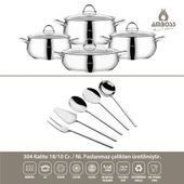 Amboss 13 Parça Paslanmaz Çelik Stone Tencere Seti thumbnail 1