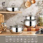 Amboss 13 Parça Paslanmaz Çelik Stone Tencere Seti thumbnail 4