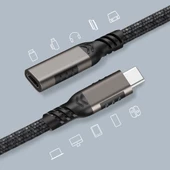 Extension USB3.2 Type-C PD Uzatma Kablosu 100W 20Gbps 4K@60Hz 0.5 Metre - 11