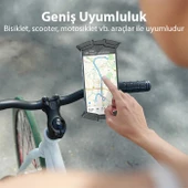 Polham Motosiklet,Bisiklet ve Scooter İçin Gidon Uyumlu Telefon Tutucu,360 Derece Dönebilen Darbe Emici - 2